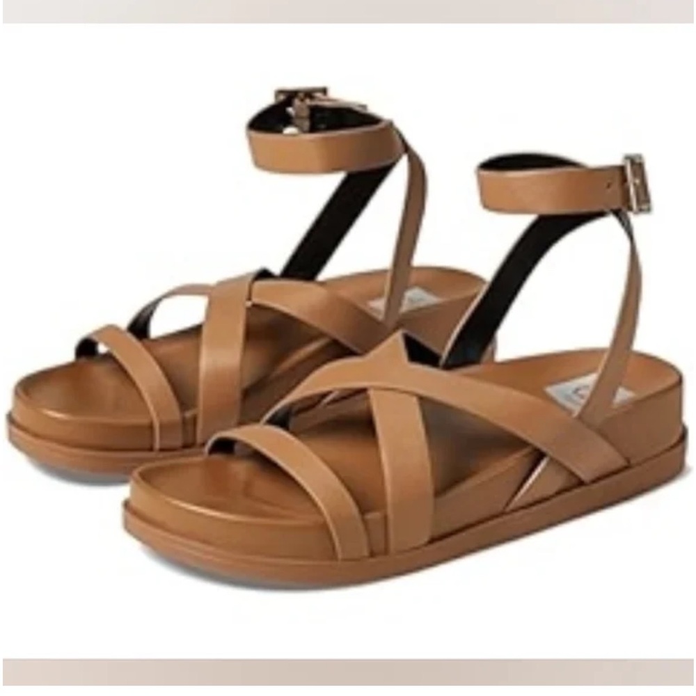 Dolce Vita Tan Crisscross Ankle-Strap Platform Sandals